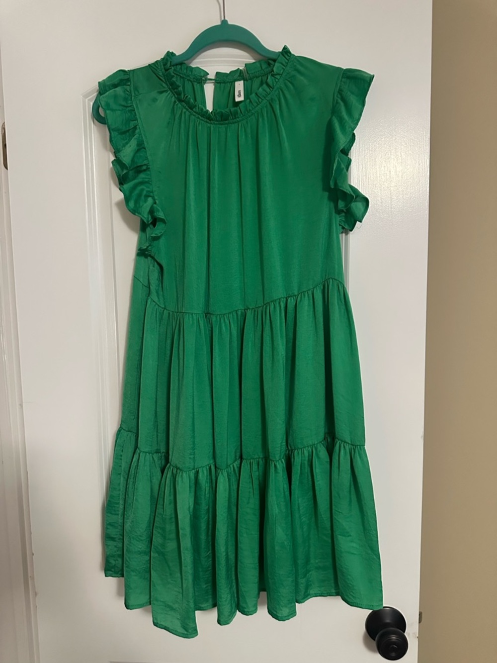 glam Emerald Green Ruffle Tiered Casual Dress